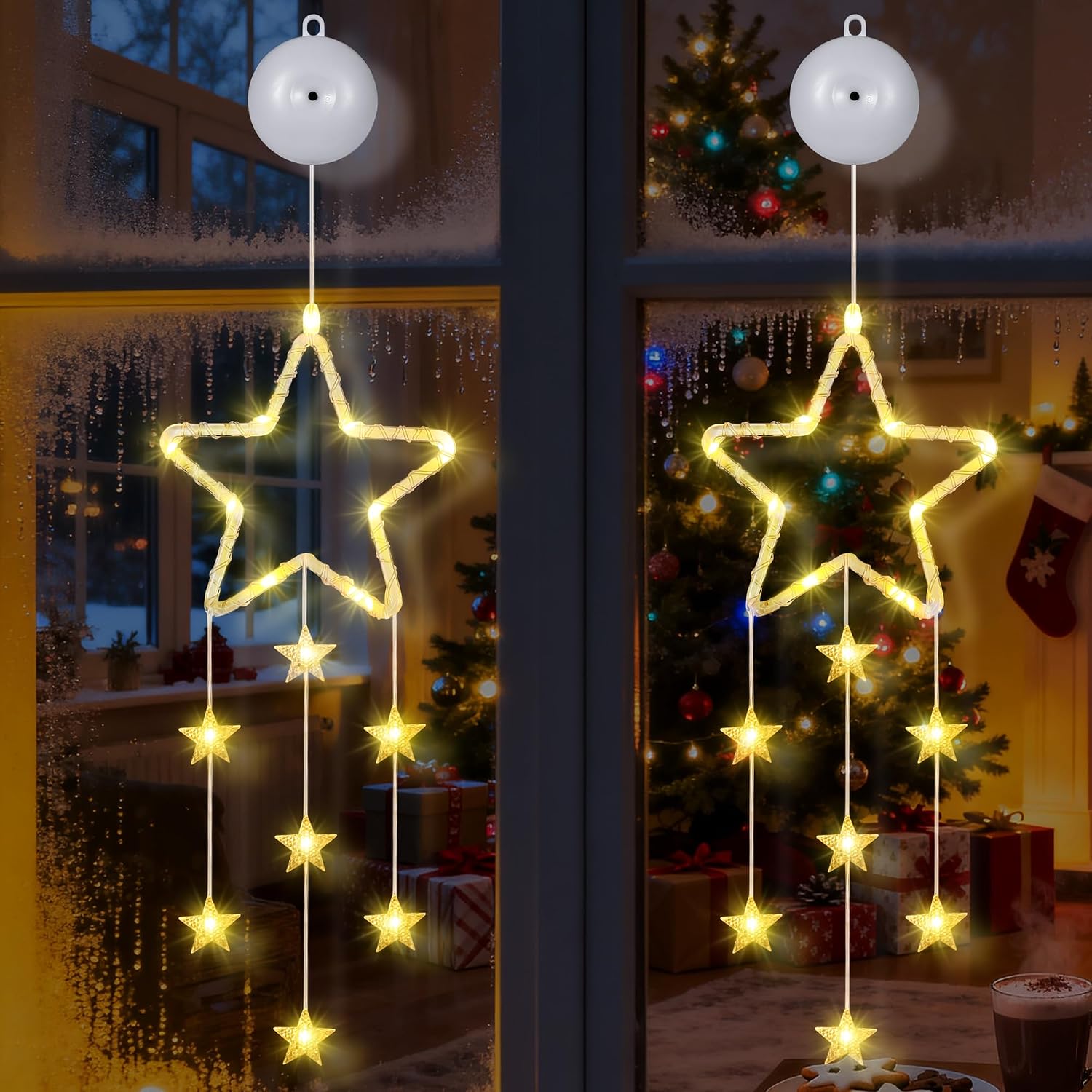 Tacobey 4 Piezas Luces Navidad para Ventana con Estrella