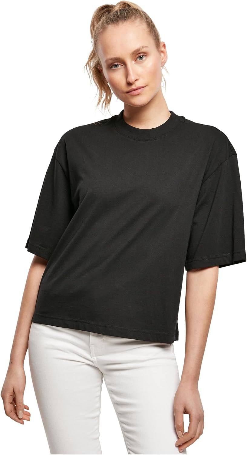 Urban Classics Mujer Camiseta Negro 100% algodón (orgánico) Boxy