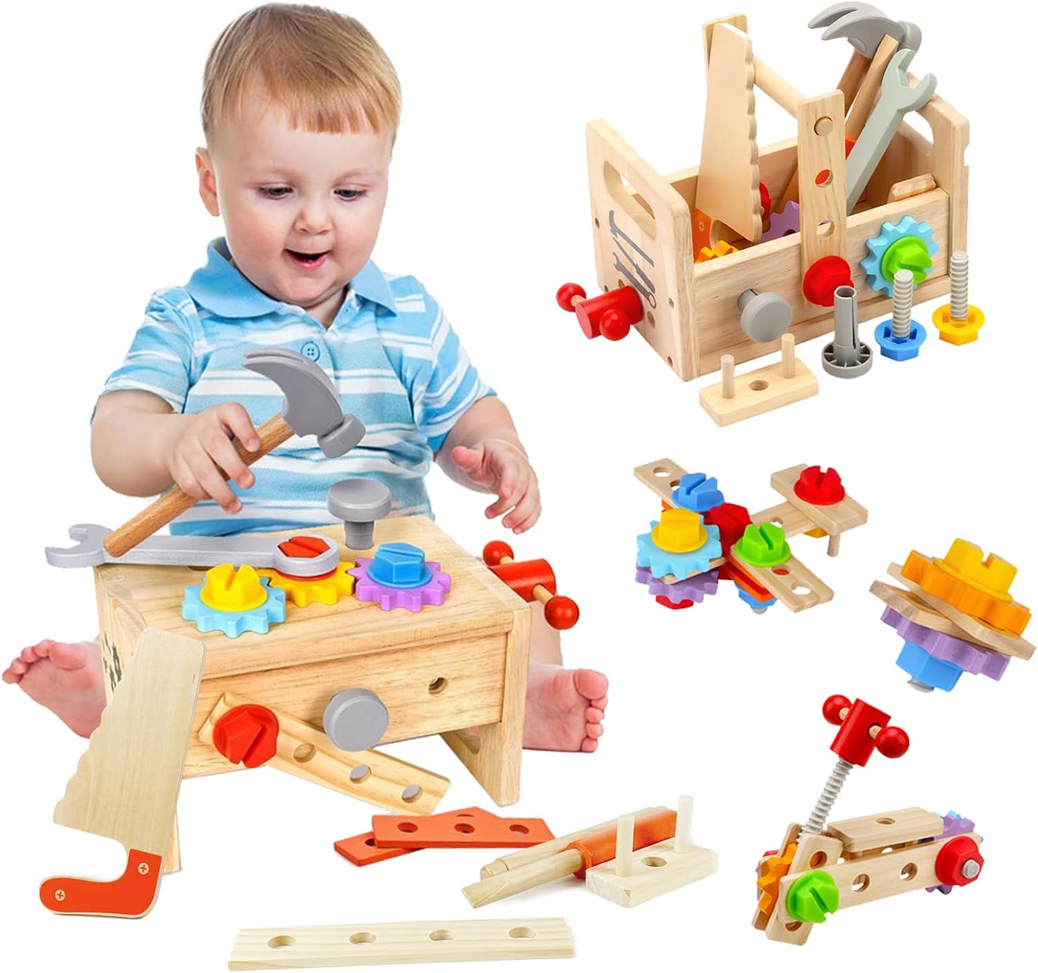 Maletín Herramientas Madera Montessori 32 Piezas Niños
