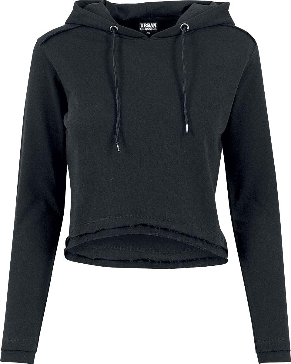 URBAN CLASSICS - Sudadera para Mujer con Capucha, Sudadera Corta de Manga Larga, Suéter de Algodón para Chica Disponible en diversos Colores