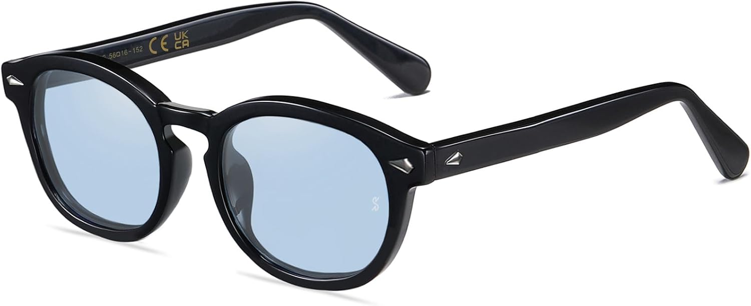 SHEEN KELLY Gafas de sol redondas de verano retro, gafas de colores nerd para hombres y mujeres, gafas de sol transparentes