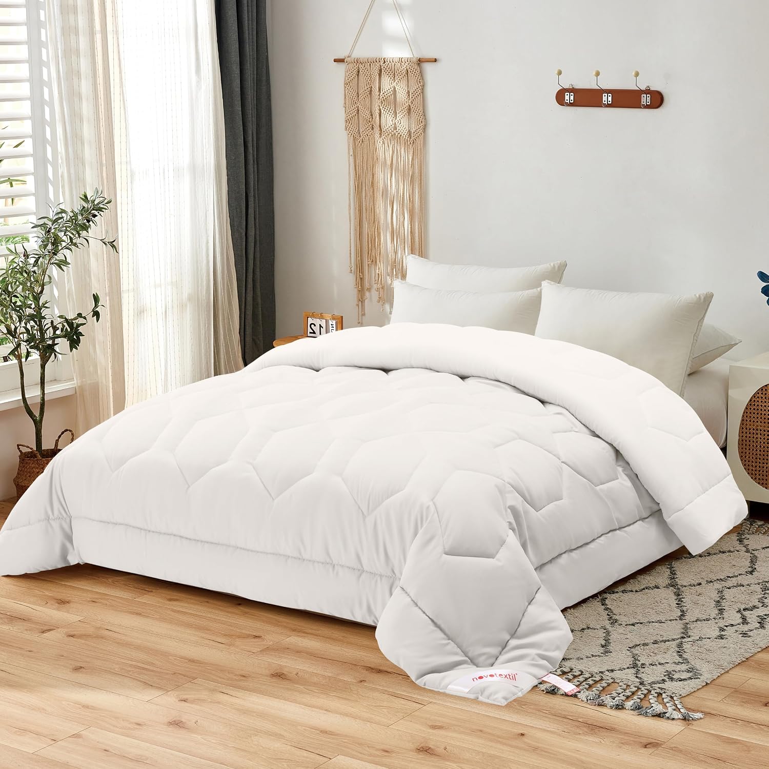 NOVOTEXTIL Edredón Relleno Nórdico Cama 135 (220x220) para Verano y Entretiempo, Edredón Bicolor de Fibra 180 gr/m² - Nórdico Suave, Ligero, Reversible y Transpirable (Celeste/Azul)