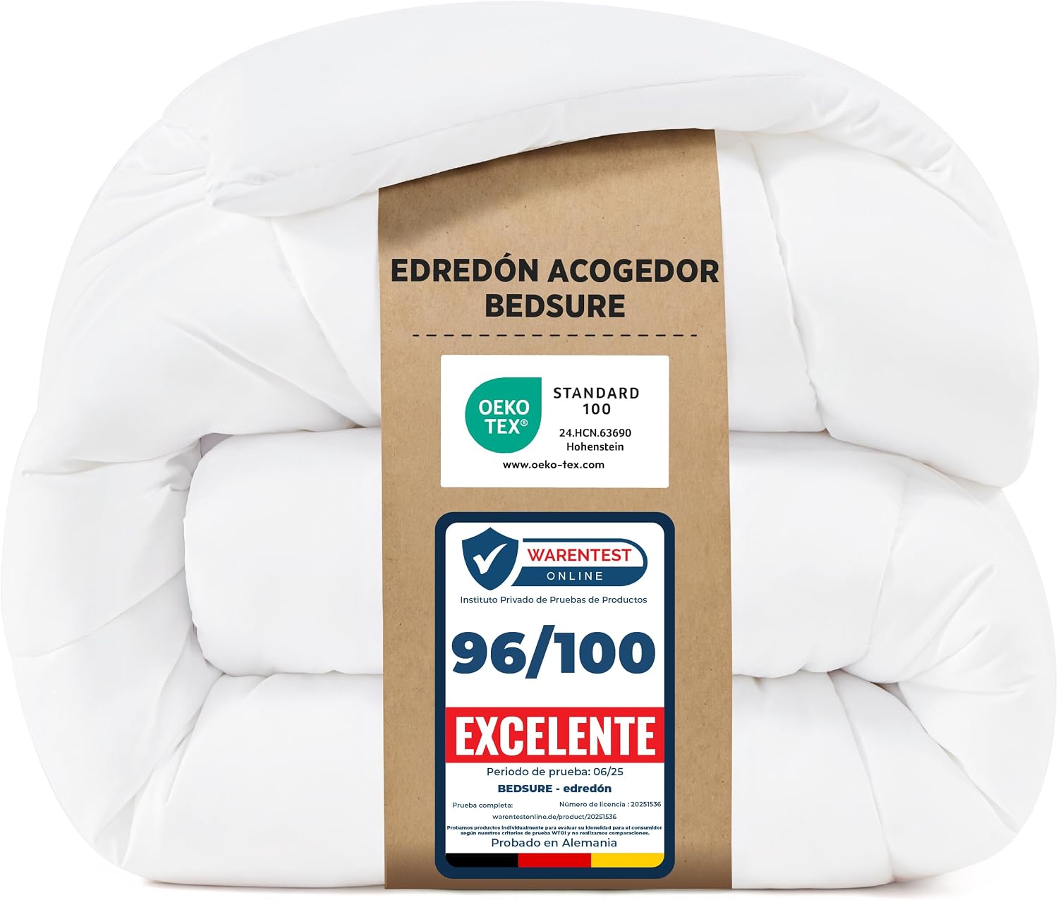 Bedsure - Edredón de 220 x 240 cm, Muy cálido, 450 g/m², Color Blanco, edredón para 2 Personas, 240 x 220 cm, con pestañas de Esquina, Lavable a máquina