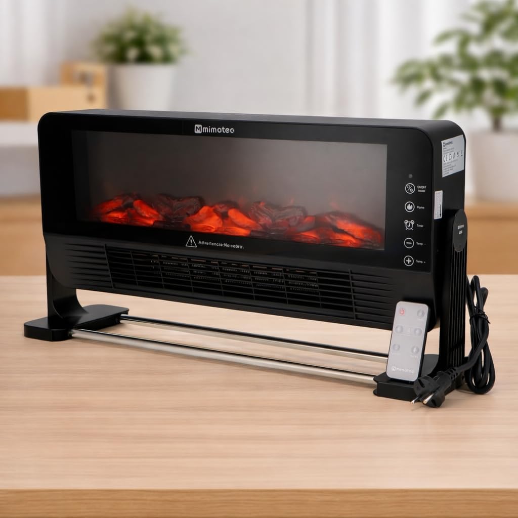 M Mimotec Calefactor Cerámico Eléctrico de Pared Dad 3000W, Silencioso <45 dB, con Control Remoto, Pantalla LED, Temporizador y Rejilla Oscilante, Ideal para Estancias de 20–35 m²