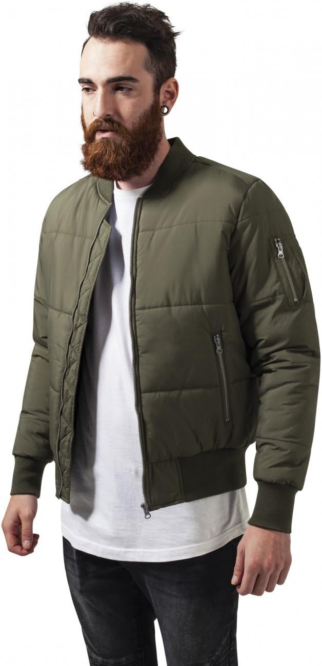 URBAN CLASSICS Chaqueta bomber de invierno para hombre, diseño clásico, chaqueta acolchada, ajustada y con un ajuste óptimo, chaqueta casual de otoño, tallas S-XL