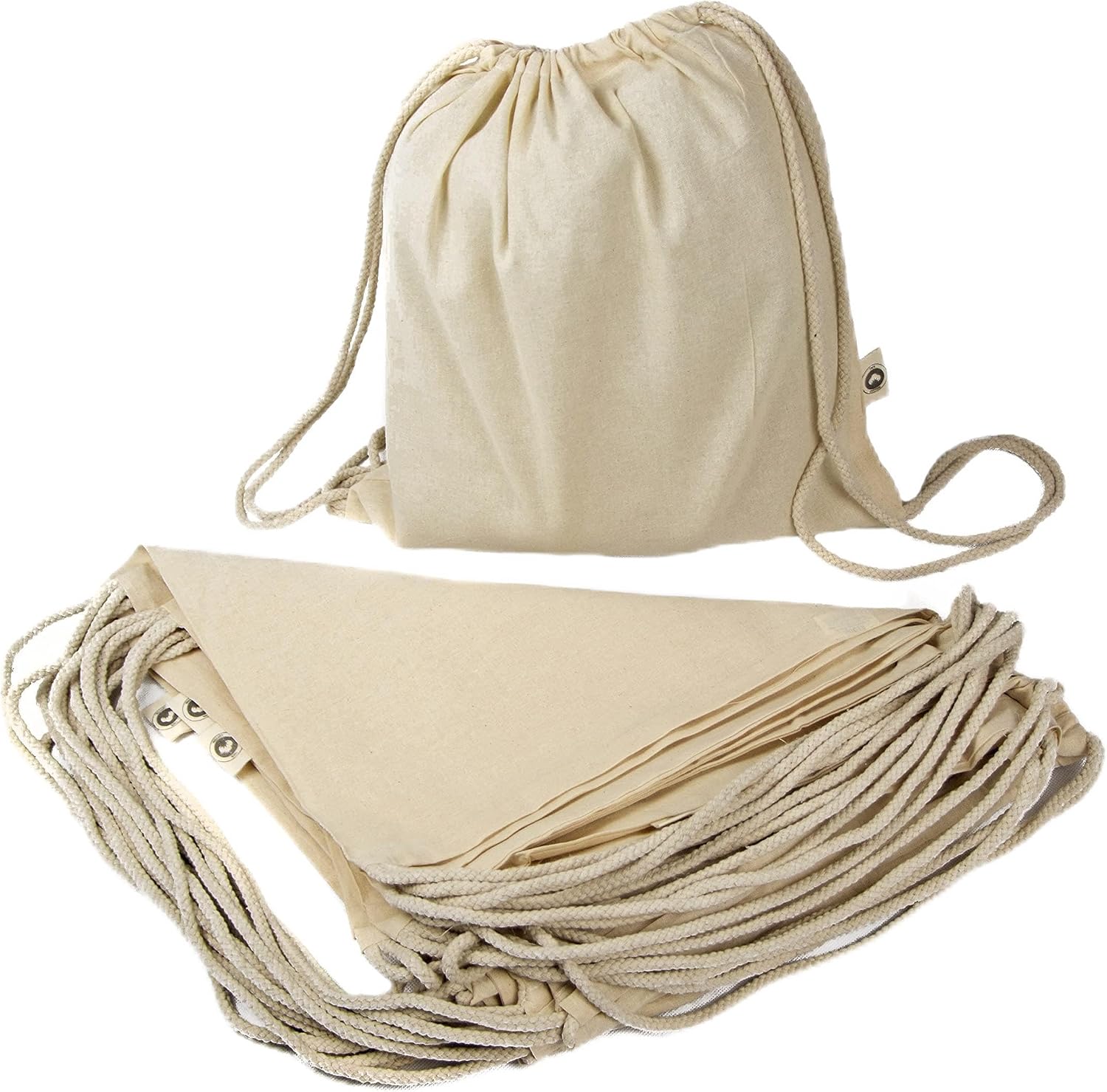 10 x Bolsa Mochila Algodón Natural Con Cordones Tamaño 39 x 35 Centimetros