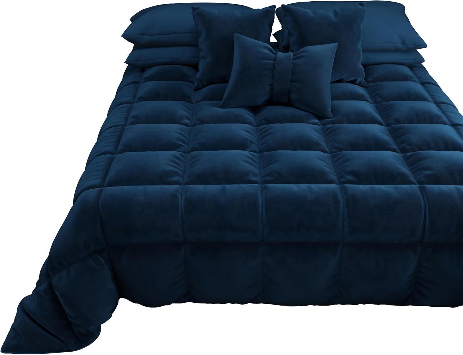 PETTI ARTIGIANI ITALIANI - Edredón de Invierno para Cama 80/90-160 x 260 cm en Terciopelo, Colcha Doble Cara Hipoalergénica 350 g/m², Manta Cálida, Azul Oscuro, Made in Italy