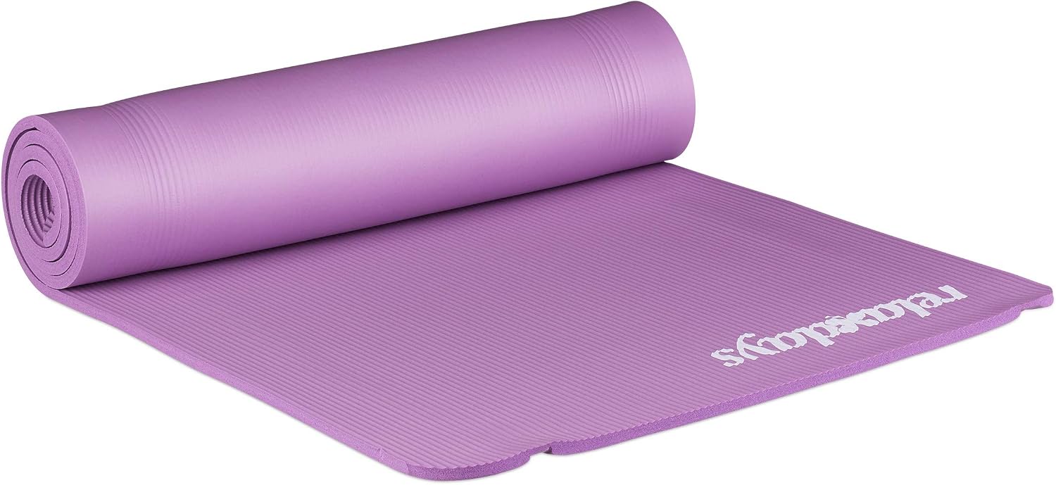 Relaxdays Esterilla Yoga Plegable y Acolchada, Negro, Caucho, 60 x 180 cm