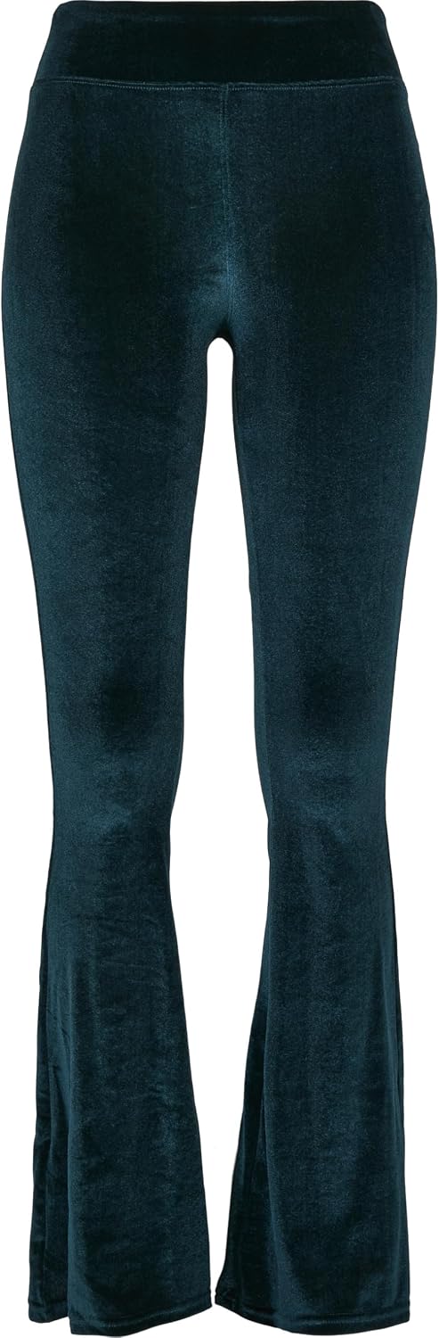 Urban Classics Ladies High Waist Velvet Boot Cut Leggings Mujer Leggins Petróleo
