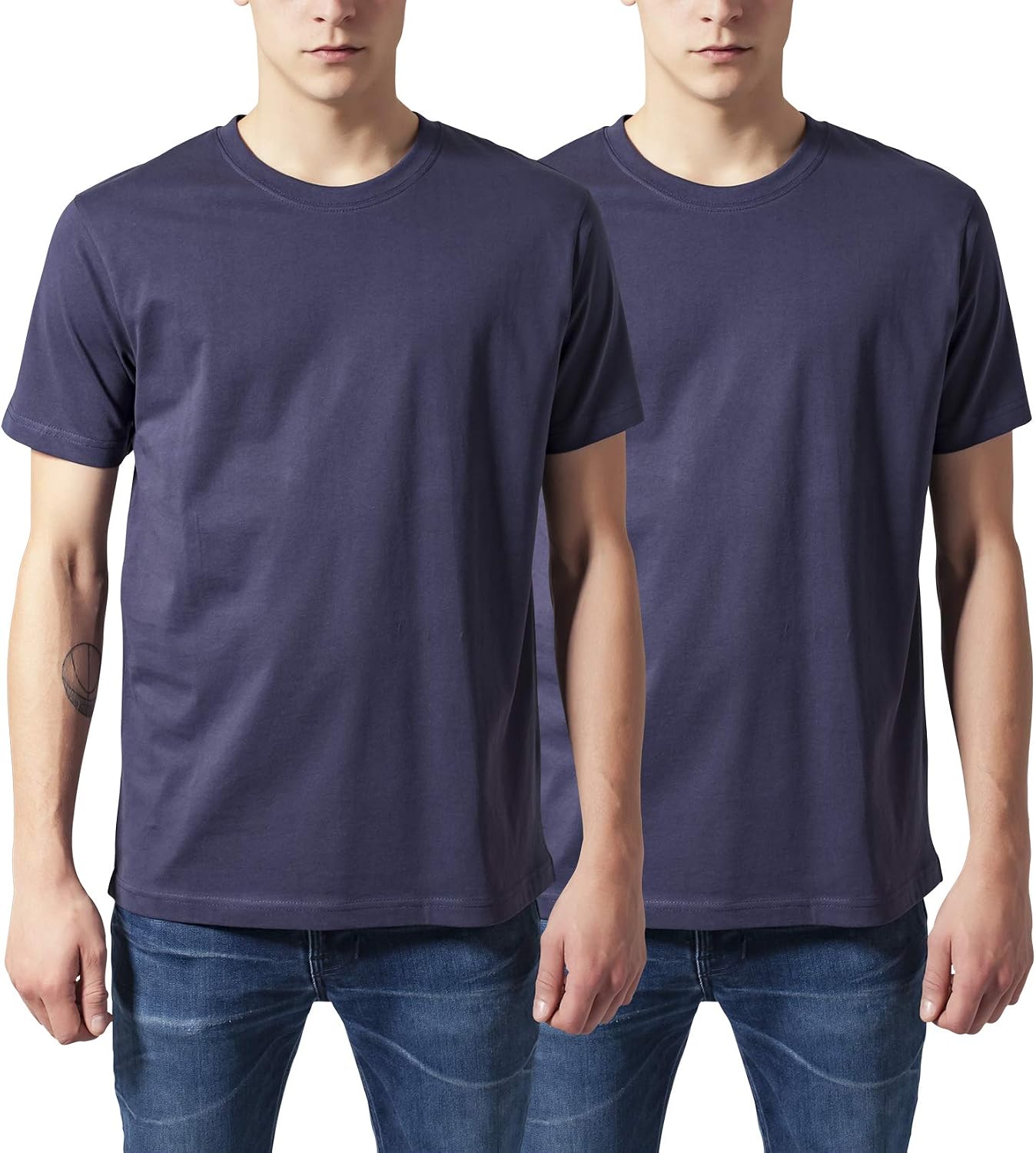 URBAN CLASSICS 2 Camisetas de manga corta para hombre, camisetas básicas de algodón, disponibles en diferentes conjuntos de colores, tallas grandes disponibles de XS a XXL.