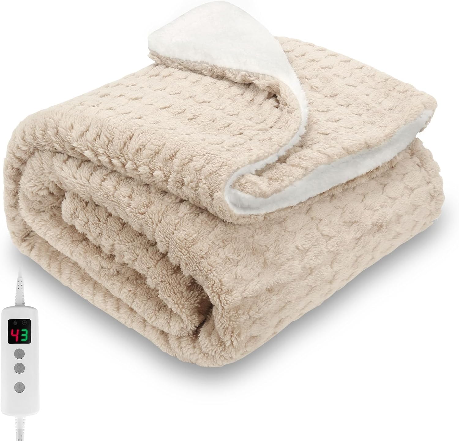 Manta Térmica, Manta Eléctrica Calefactable 160x130cm, 10 Niveles y Temporizador De 1 a 9 h, Apagado Automático, Franela Sherpa Suave, Calefacción Corporal Completa, Ideal Para Sofá Cama, Gris