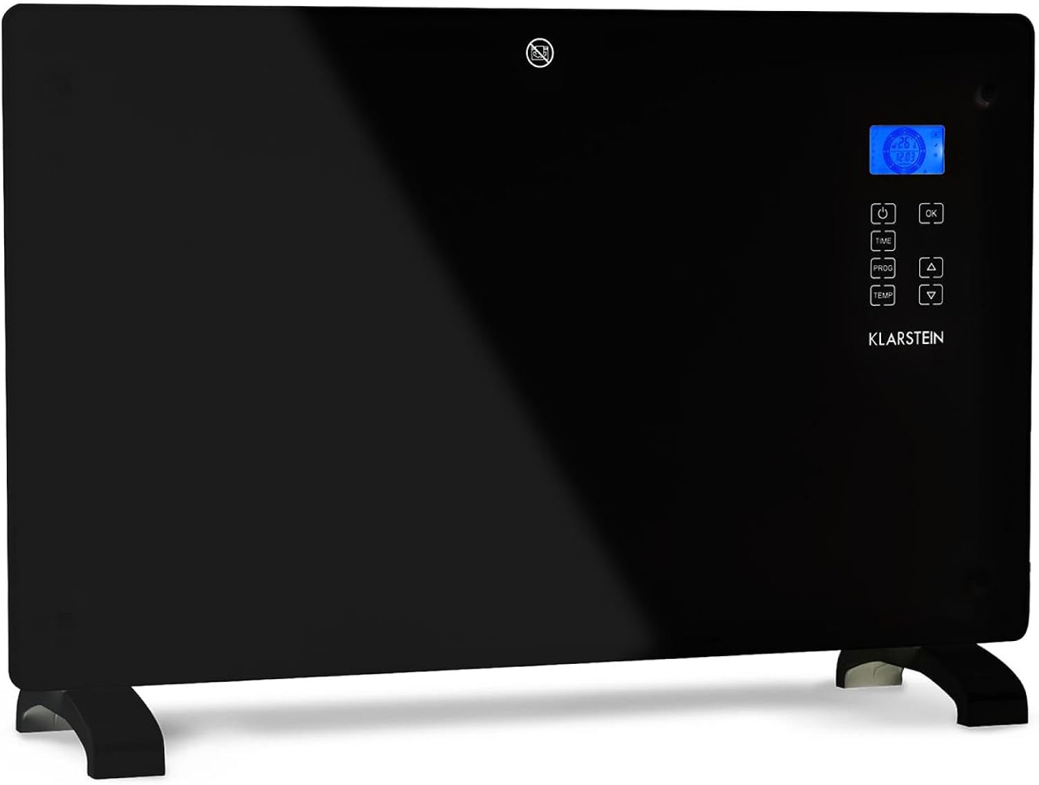 Klarstein Radiadores Bajo Consumo Electricos para Casa, Estufa Electrica de 1000W con Ruedas, Radiador Electrico Silencioso, Portátil y Delgado, Estufas con Panel para Pared, Pantalla y Termostato