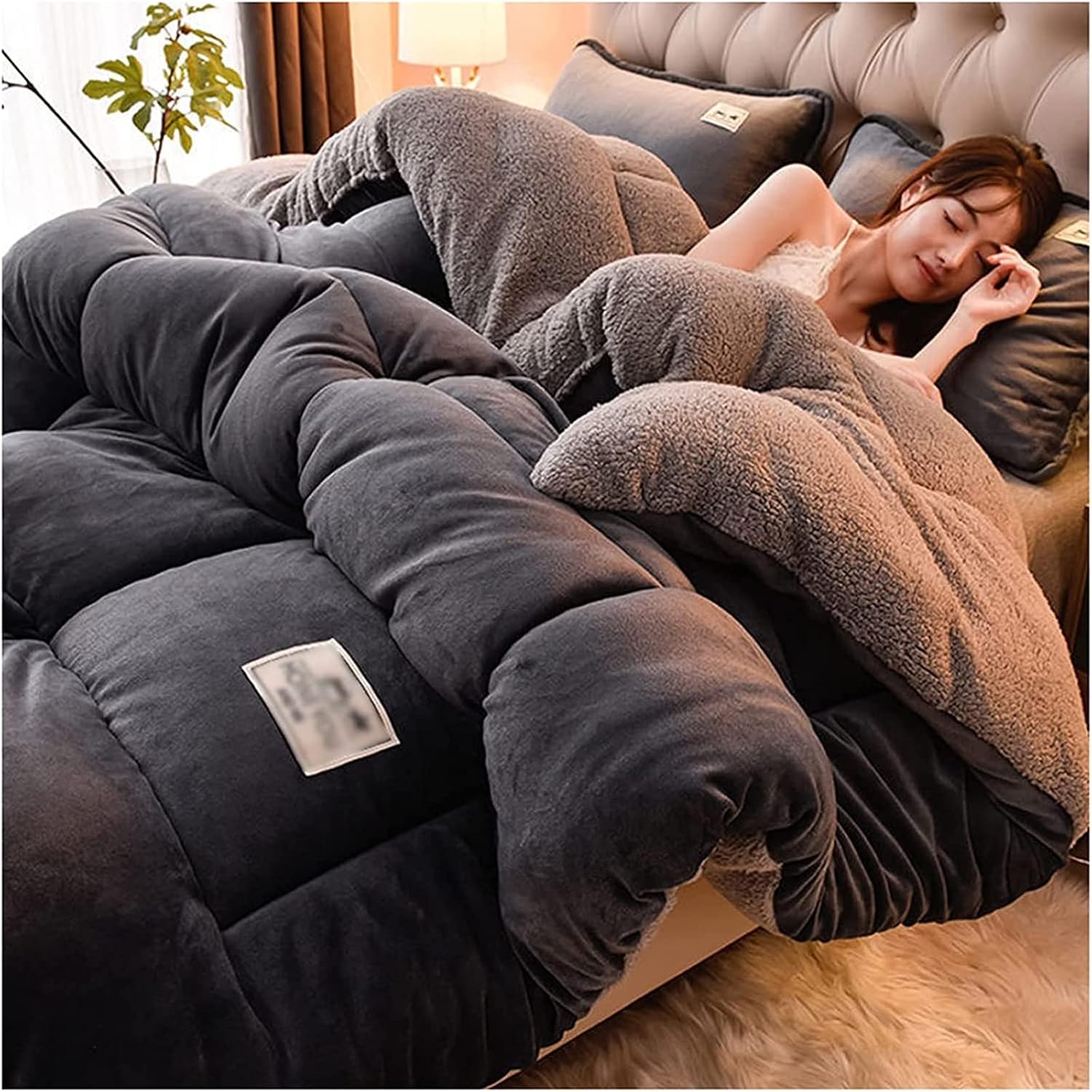 Edredón Nórdico, Invierno Colcha Cordero Cachemira Manta Edredón Cama 135/150 Edredon De Invierno Cálido,Suave, Transpirable para Invierno,150x200cm(2kg)