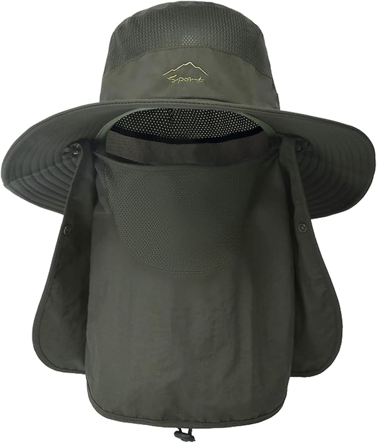 ehsbuy Sombrero de Pescador Hombre Mujeres con Cubierta Facial de ala Ancha Gorro Pescador Senderismo Sombrero para el Sol Malla Safari Jardinería Trekking Proteccion Solar Cubo Sombrero Empacable