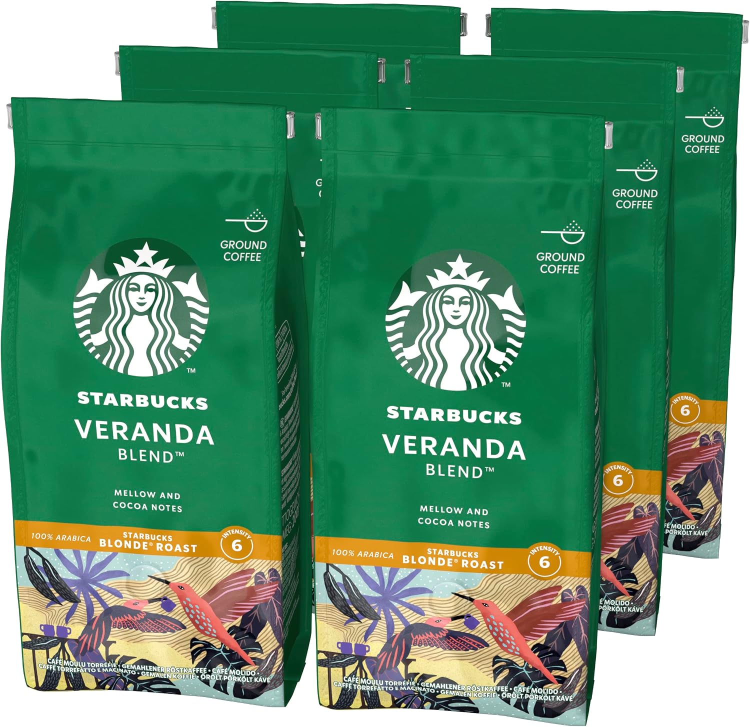 STARBUCKS Veranda Blend Café Molido De Tostado Suave, 200g (Paquete de 6)