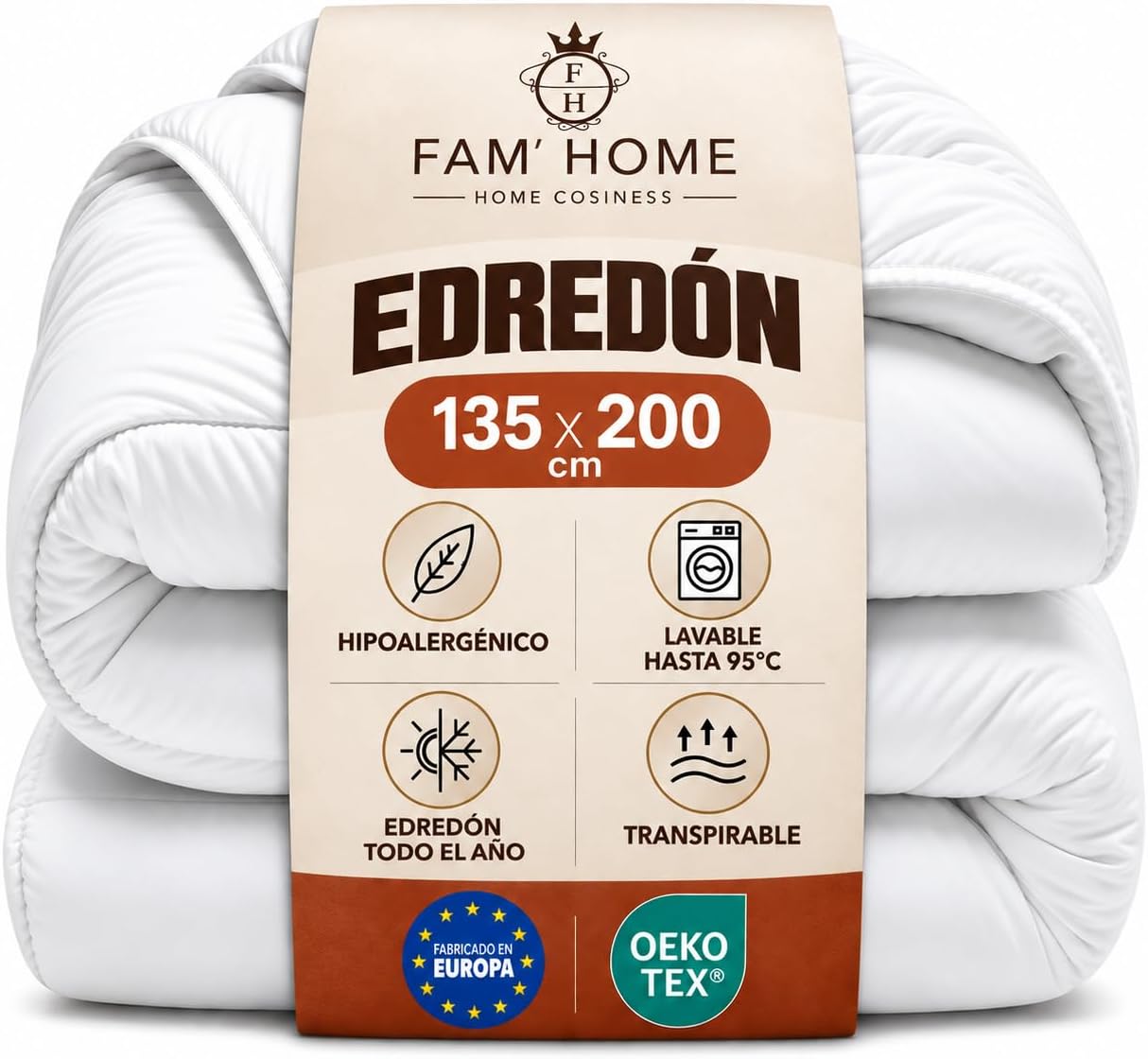 FAM Home Relleno Nordico Cama 90/105 (135x200 cm) Diseño de Aleatorio
