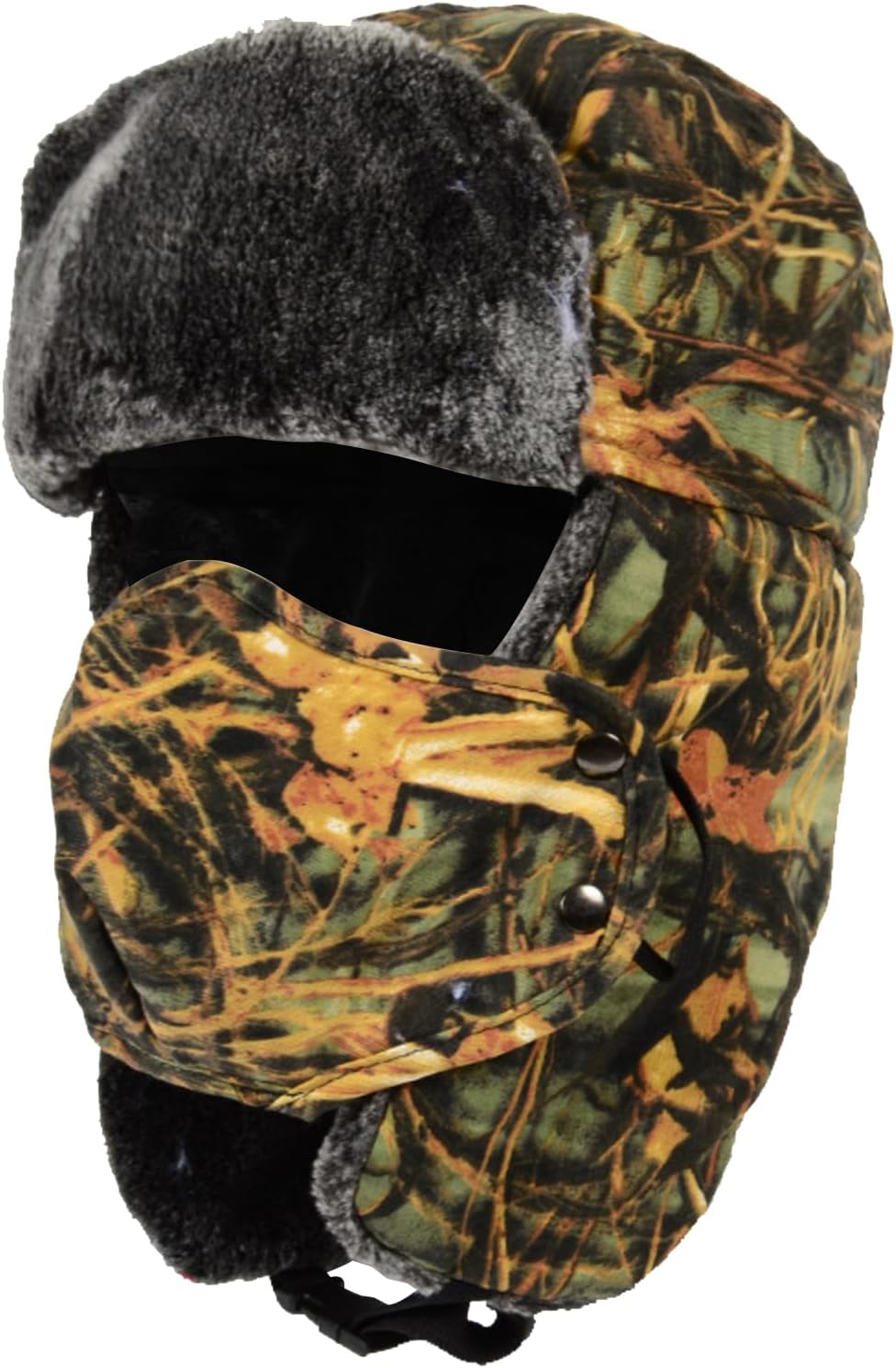 TAGVO Sombrero Trampero Camuflaje Invierno, Gorros de Aviador, Sombrero de Orejera Bombarderocon Prueba Viento Máscara, Sombrero de Caza Unisex para Esquiar Actividades Deportivas al Aire Libre