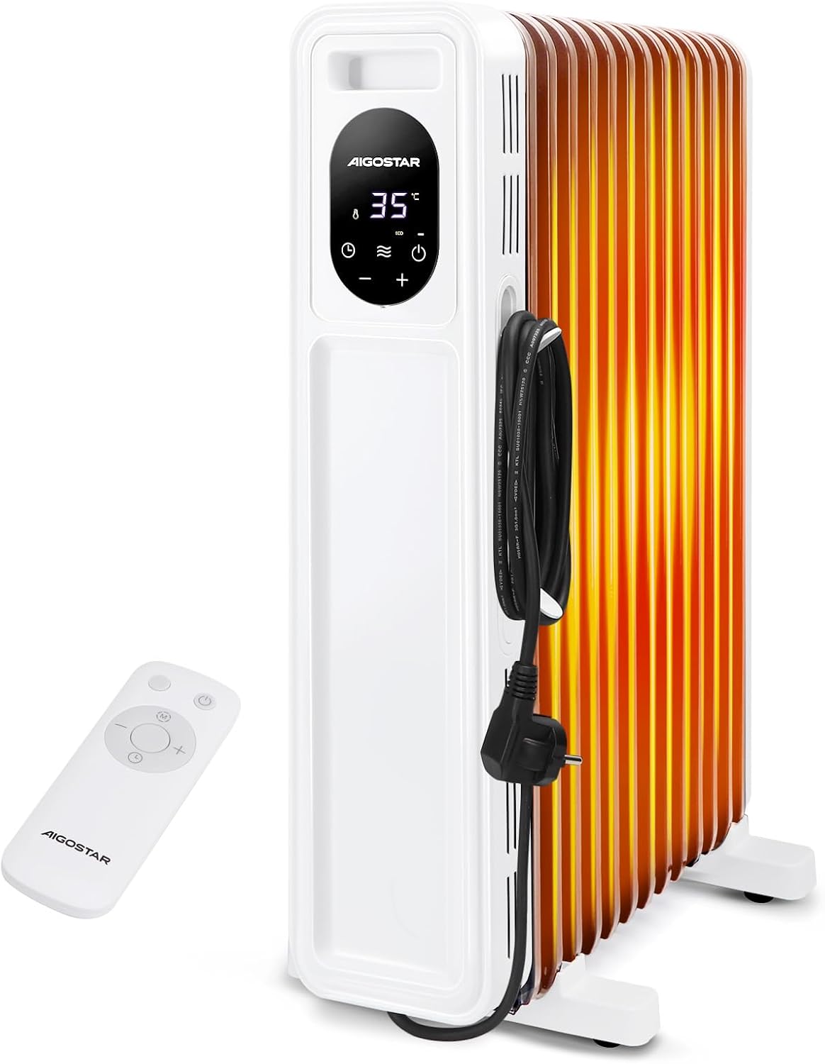 Aigostar Radiador de Aceite de 13 Elementos 2500W, Pantalla de Control LED