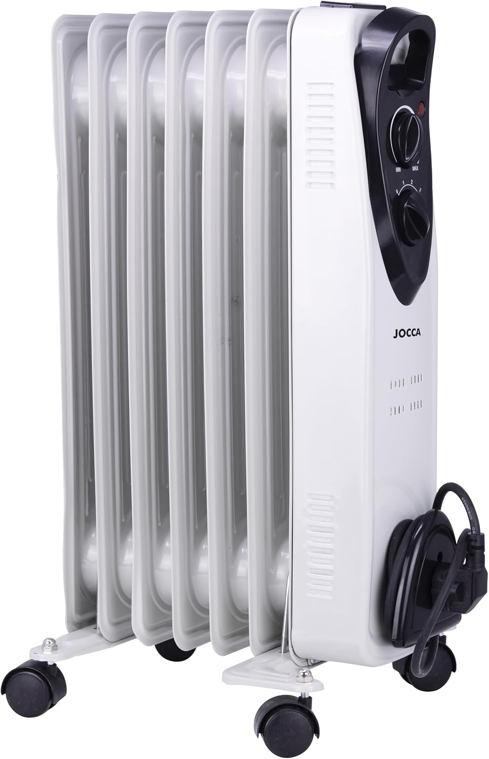 JOCCA - Radiador de Aceite 1500W, 7 Elementos | Calor Homogéneo y Silencioso | Termostato Regulable | 3 Potencias | Ruedas para Fácil Transporte | Protección contra Sobrecalentamiento