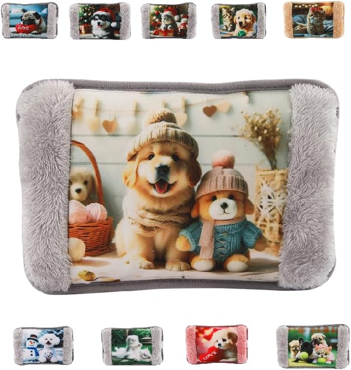 S.I.C Bolsa de agua caliente eléctrica 500 W de peluche, Perro y oso A