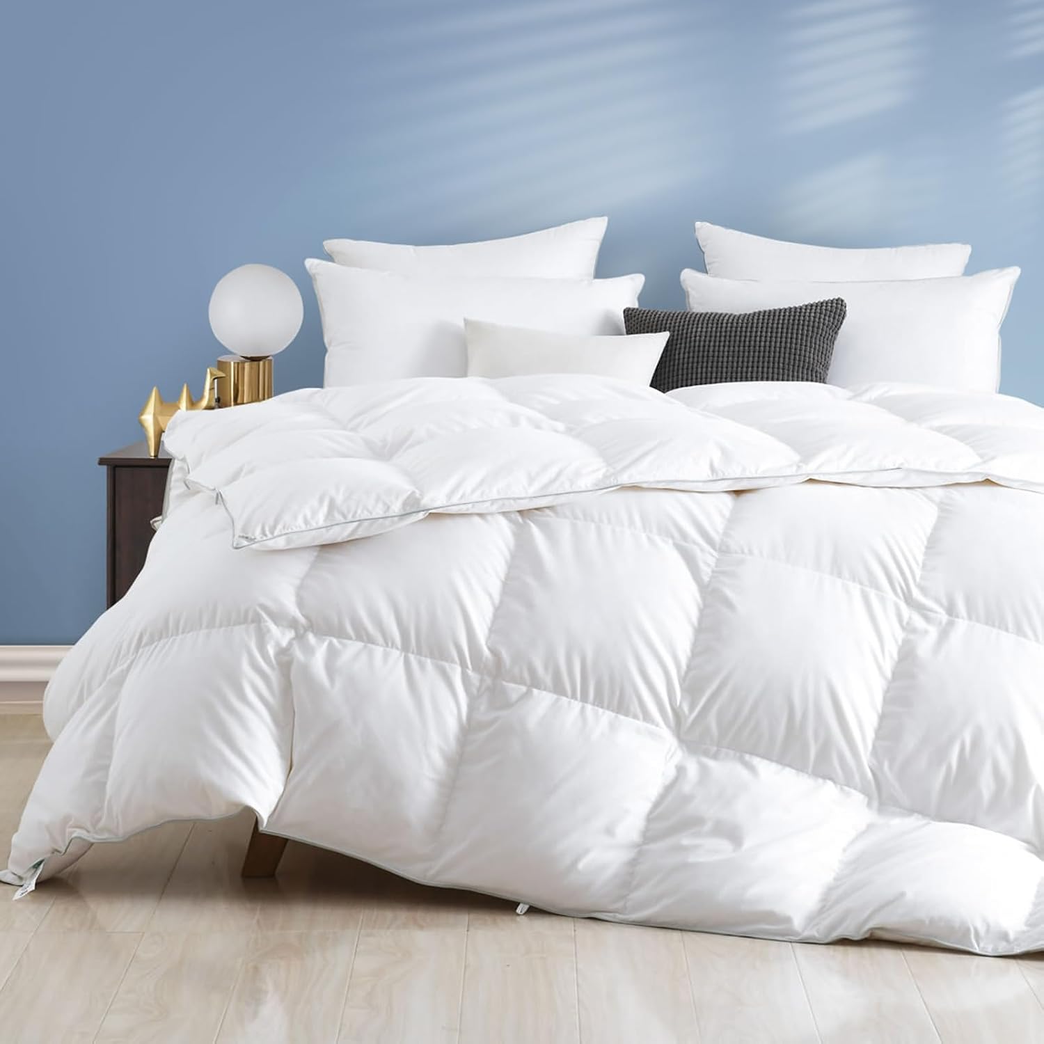 Dafinner Edredón nórdico Cama 105, 200x200 cm, 90% plumón, algodón