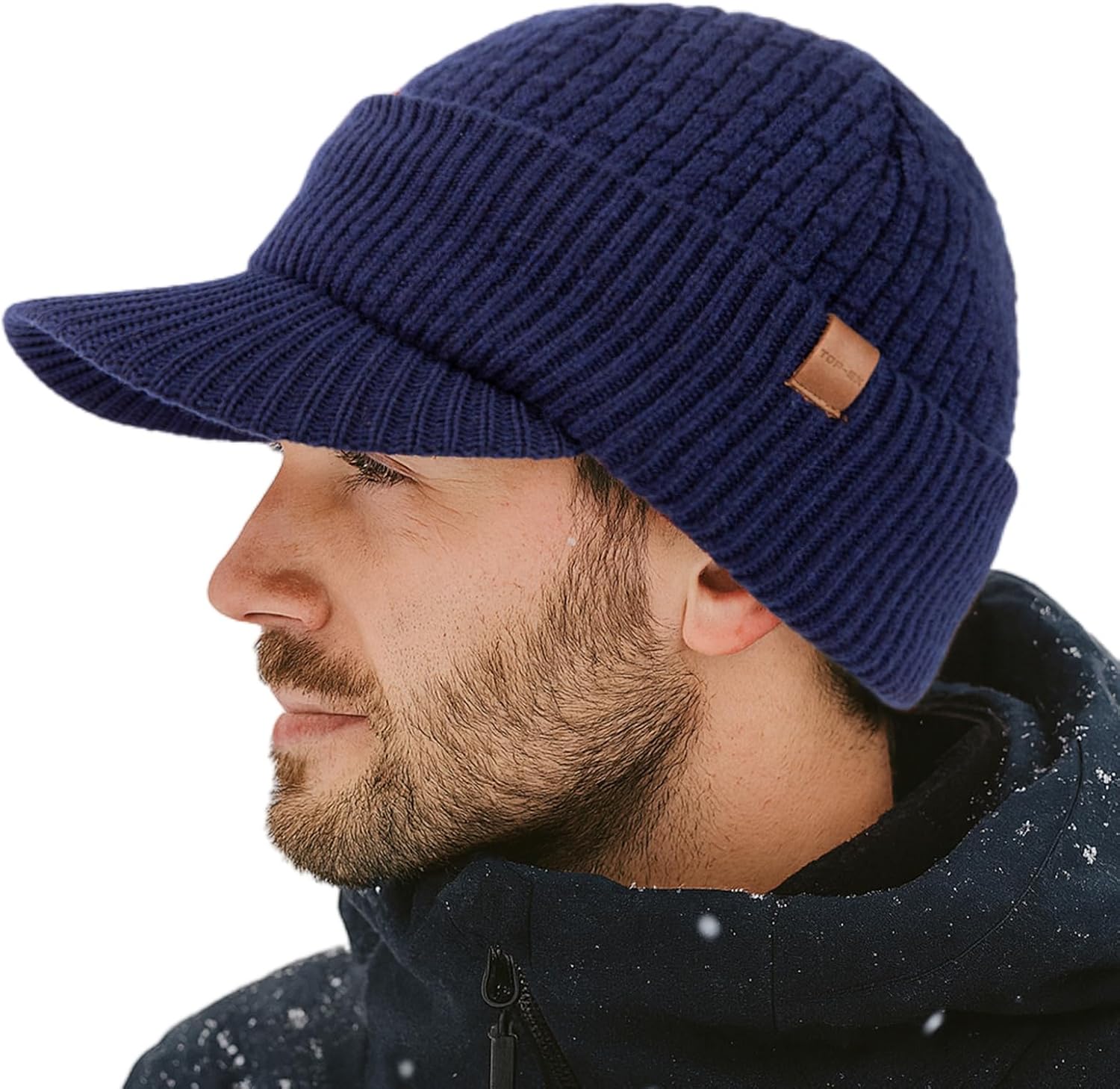 TOP-EX PolarWool - Gorro de punto para hombre y mujer, 100 % lana merino, gorro con forro polar para esquí al aire libre, M-XXL