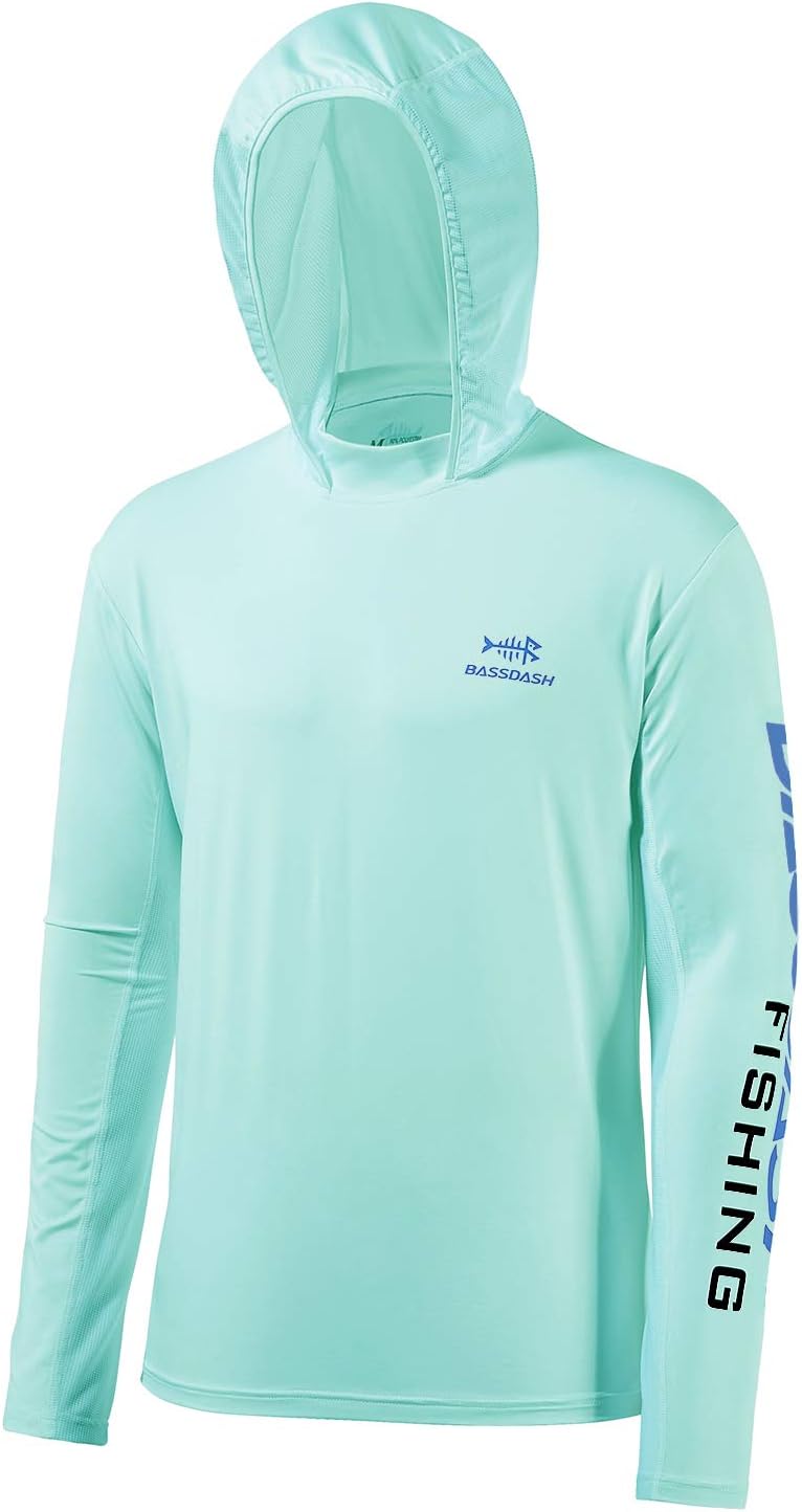 Bassdash - Sudadera con Capucha para Hombre, protección Solar UPF50+ suéter UV Manga Larga para Pesca protección contra sarpullidos Rashguard