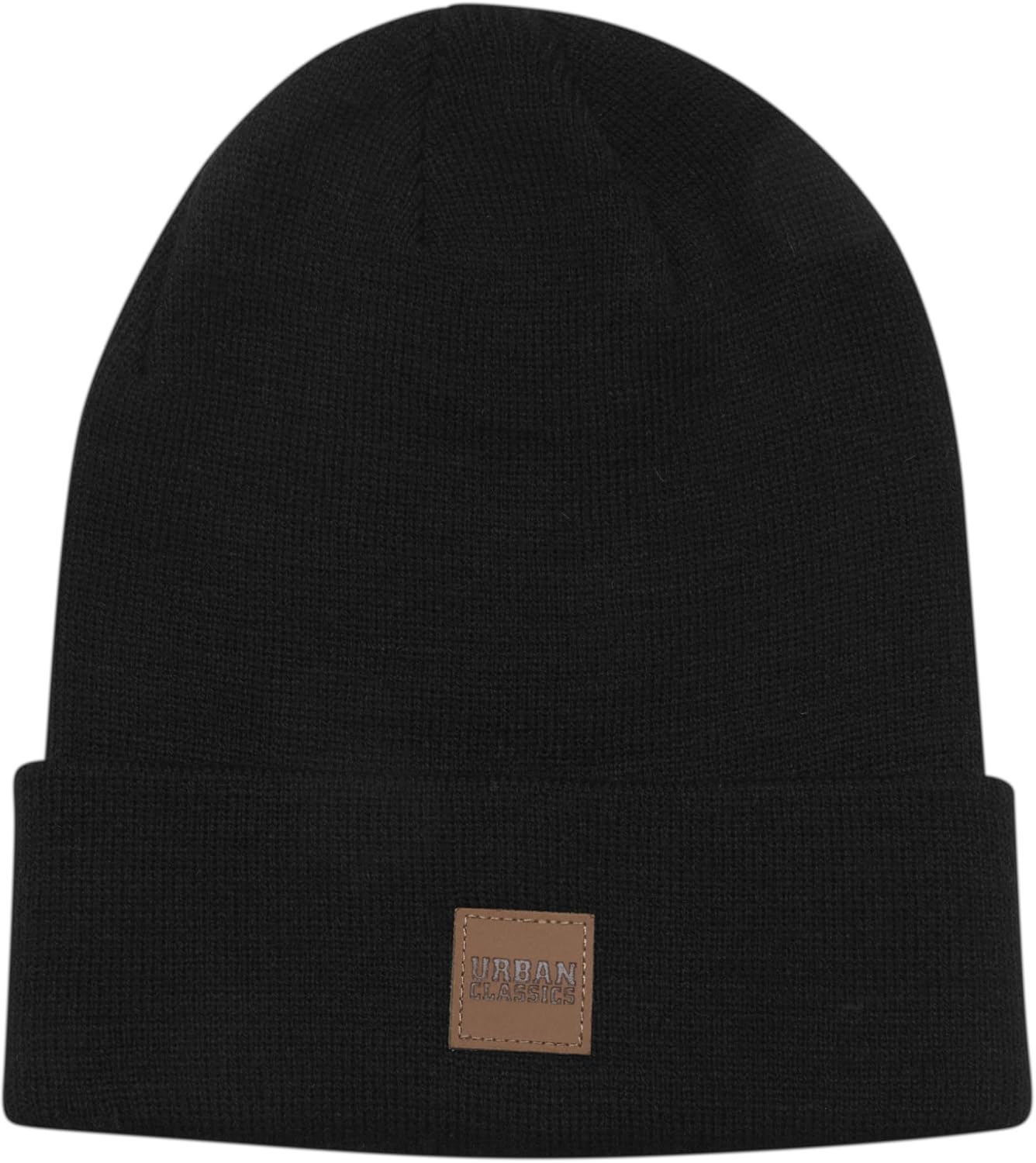 Urban Classics Leatherpatch Long Beanie Unisex Gorro Negro 100% Acrílico