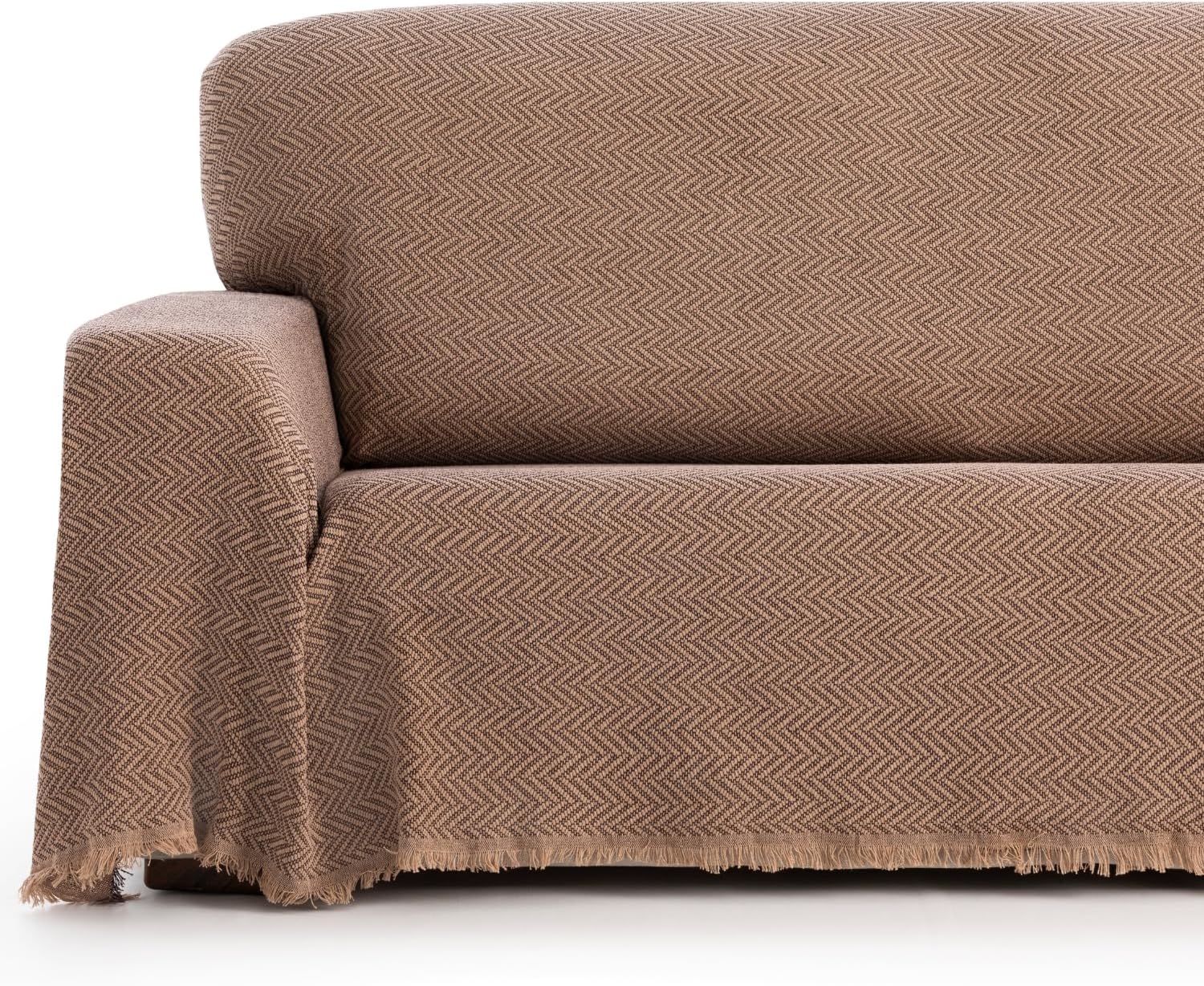 MAXIFUNDAS | Plaid para sofá y Cama | Color Beige | 230x260 | Modelo Mags | Foulard Multiusos Decorativo | Fácil Lavado