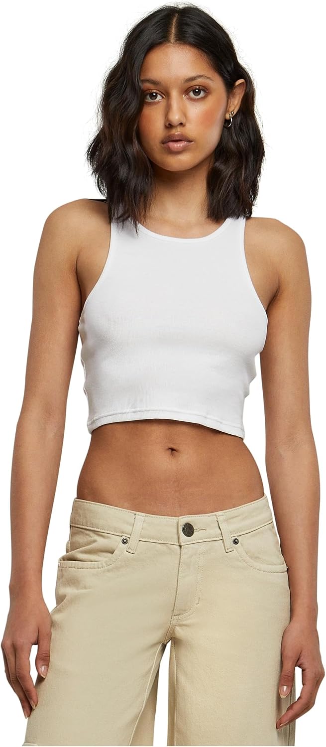 URBAN CLASSICS Camiseta sin Mangas de Algodón para Mujer, Tops Casual para Yoga y Fitness, Top Básico en Distintos Colores y Tallas: XS-XL