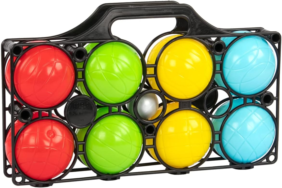 Idena - Juego de Petanca con 8 Bolas de Colores, Bola de Objetivo y Cesta de Transporte, Juego de Habilidad para niños y Adultos, Juego de Deportes al Aire Libre, Ideal para Verano, jardín o Parque