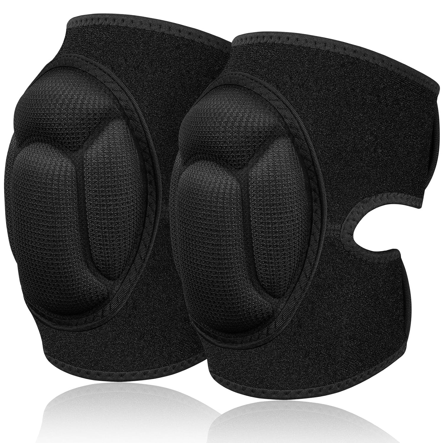 flintronic 1 Par Rodilleras Trabajo, Protección para la Rodilla, Esponja Eva De 20 Mm de Grosor, Antideslizantes para Rodilleras Voleibol Ajustables Adecuadas para Voleibol, Baile, Jardín (L,Negro)