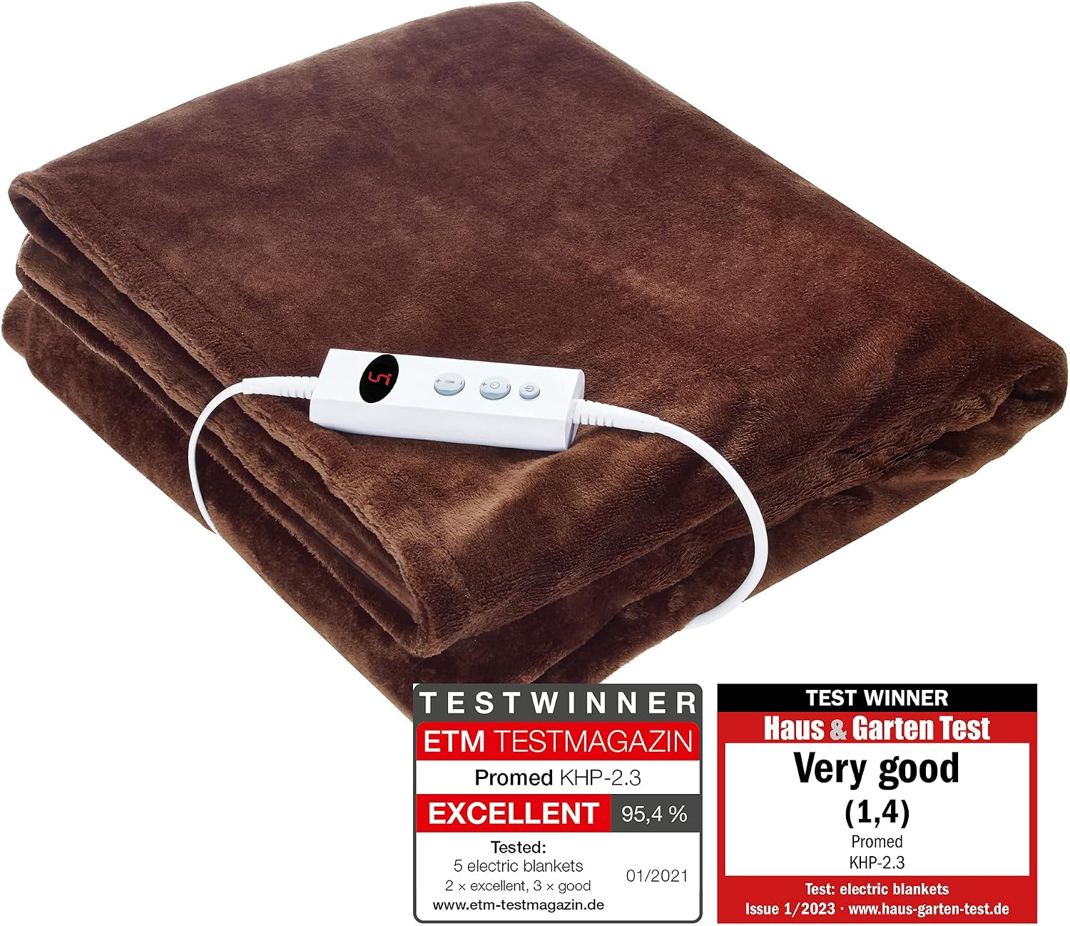 Promed Manta eléctrica lavable con apagado automático, manta eléctrica acogedora, aproximadamente 180 x 130 cm con 10 niveles de temperatura, manta cálida para cuello, hombros y espalda