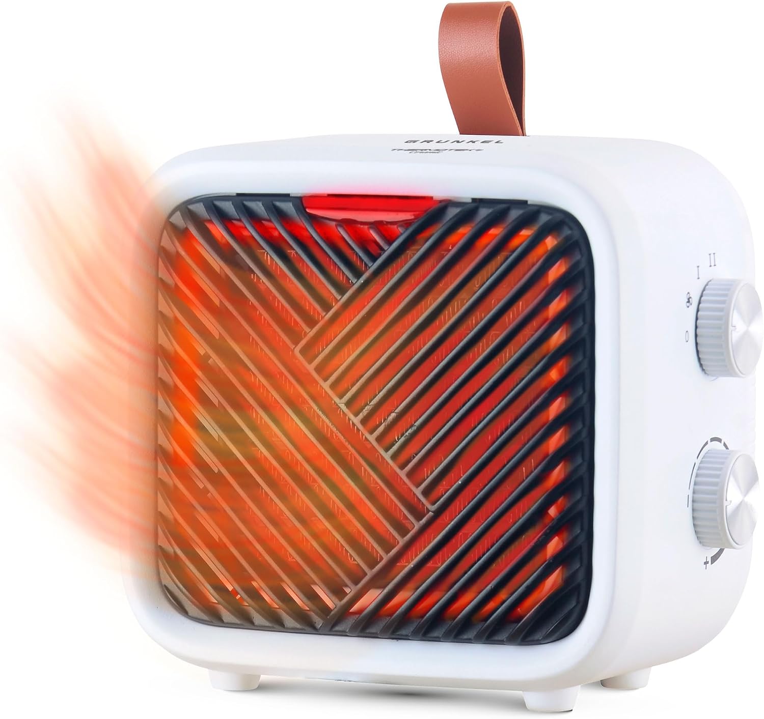Calefactor Eléctrico de Bajo Consumo GRUNKEL 1500W/1800W oscilante calentador Cerámico con Termostato, 2 Niveles y Protección Antivuelco.