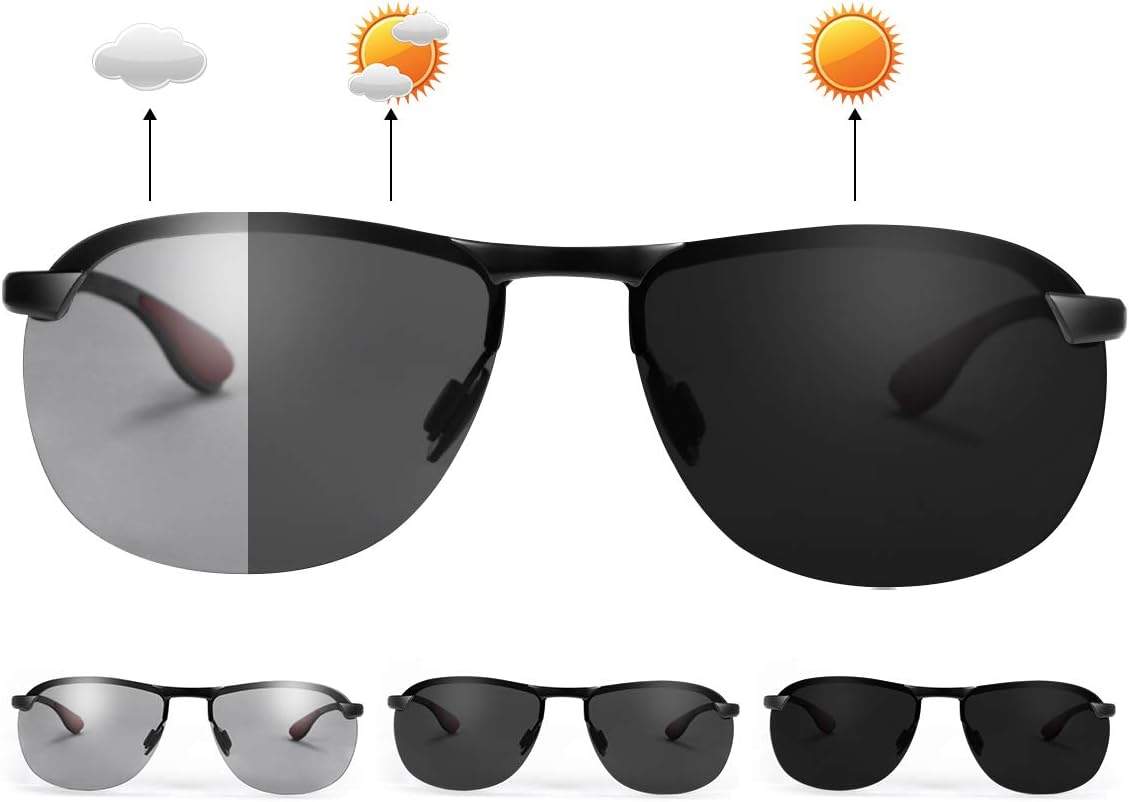 MIRYEA Gafas de Sol Hombre Deportivas Polarizadas Fotocromaticas Para Hombre y Mujer Conducción Ciclismo Moto Pesca Esqui Golf Deporte Al Aire Libre Rectangulares Protección UV
