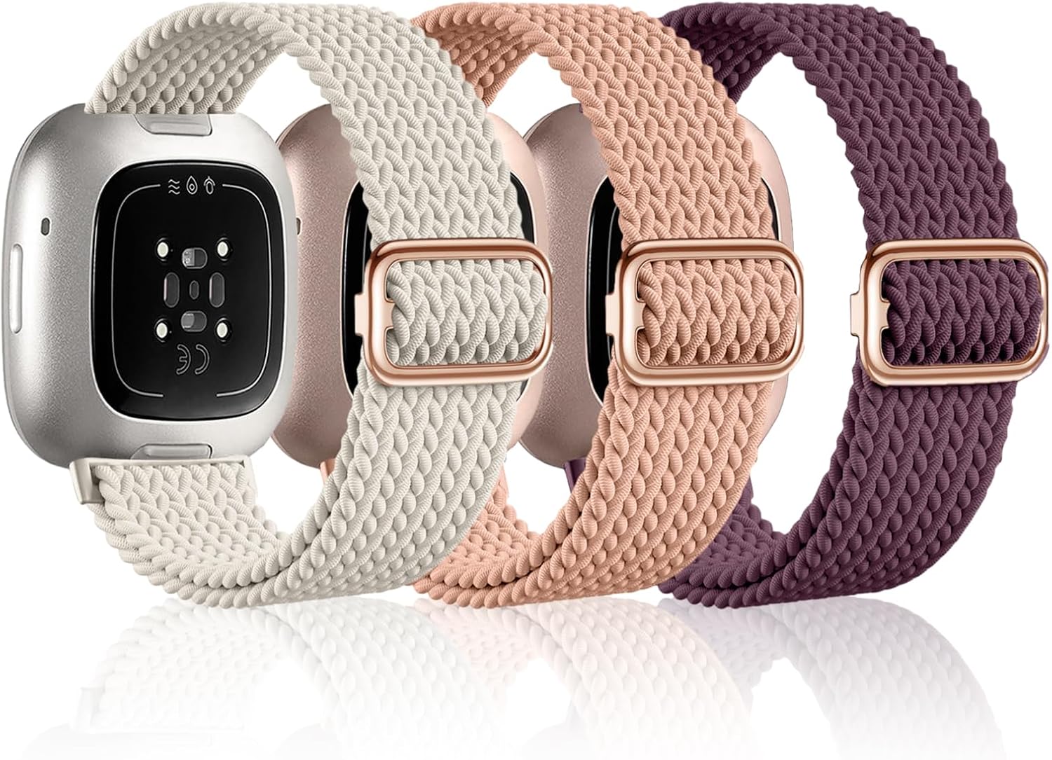 OFFCUP 3pcs Correa Compatible con Correa Fitbit Versa 3/ Versa 4/ Fitbit Sense/Sense 2 Mujer Hombre, Pulseras de Repuesto Deportiva Correa de Nailon para Niños y Niñas
