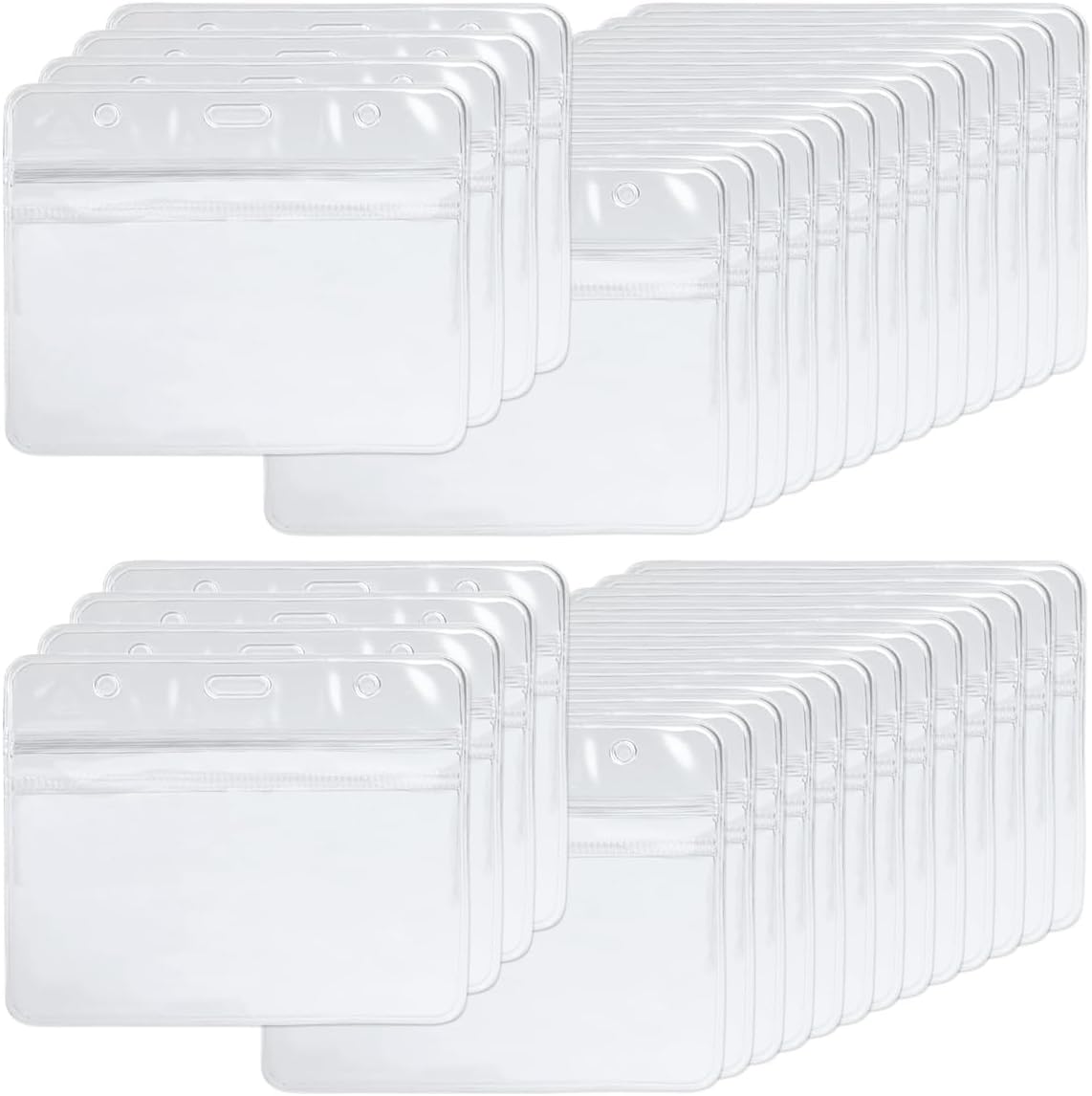 BUYGOO 100Pcs Funda de Tarjeta de identificación transparente Titulares de etiquetas de nombre horizontales Titulares de tarjetas de identificación impermeables y a prueba de polvo