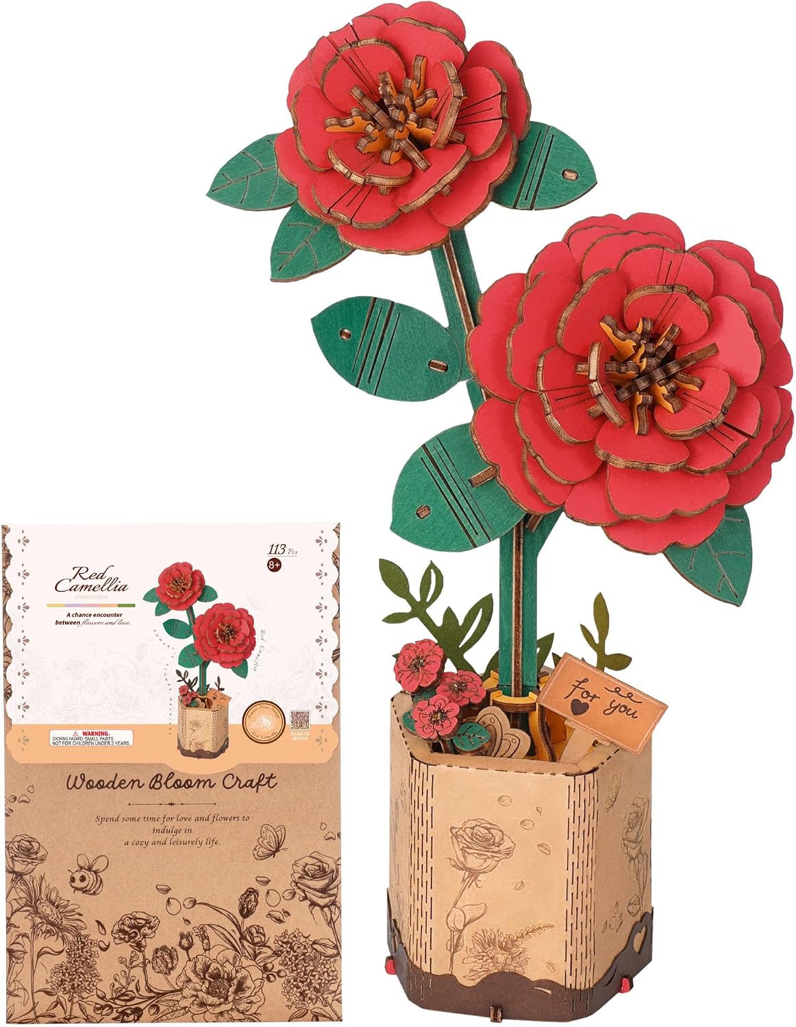 Robotime Flor Puzzles 3D Madera, Maquetas para Construir Adultos, Maqueta Madera, Regalos para Mujeres en el Día de San Valentín & Cumpleaños (Lirio Rosa)