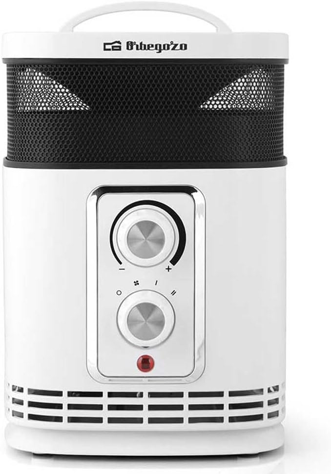 Orbegozo CR 6025 - Calefactor cerámico 360 con función ventilador, 1500W de potencia, 2 niveles de funcionamiento