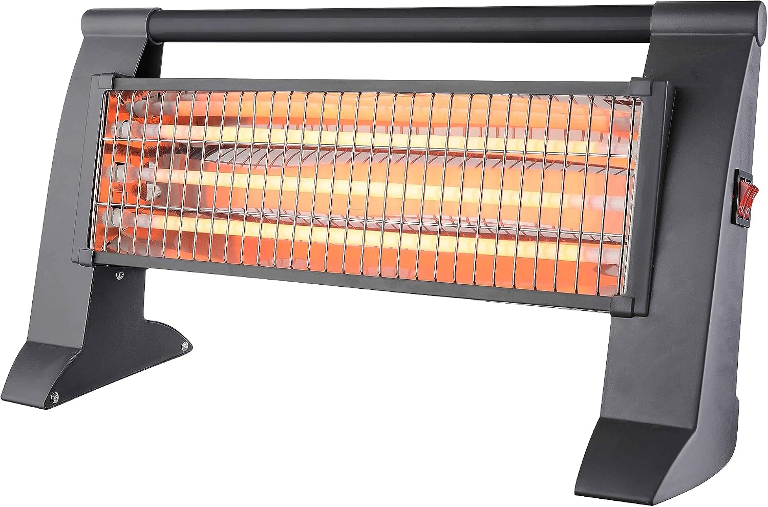 Estufa de cuarzo, 3 potencias 400/800/1200W, dispositivo antivuelco, rejilla de seguridad, color gris