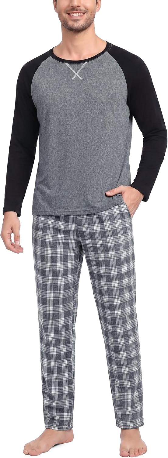 Litherday Pijama Hombre Invierno Algodón Cómodo Conjunto