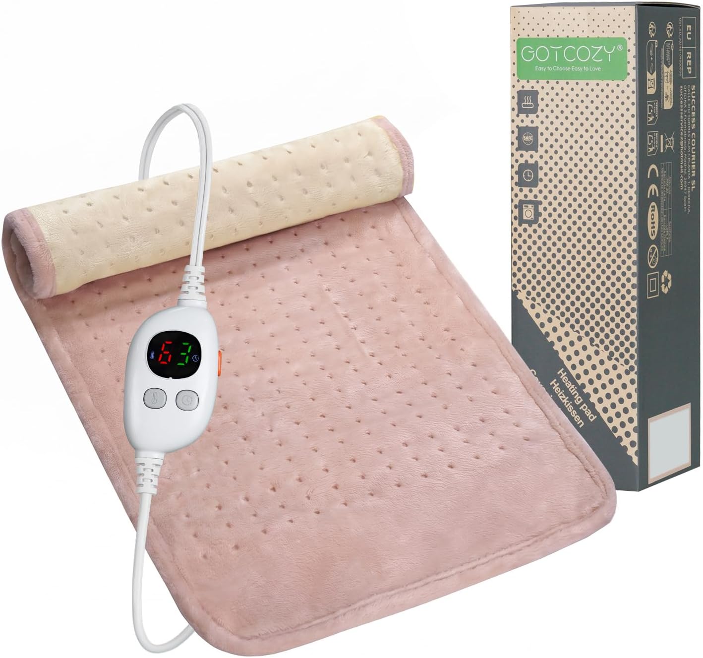 GOTCOZY Manta Eléctrica Lumbar 30x60cm Almohadilla Electrica Rosa