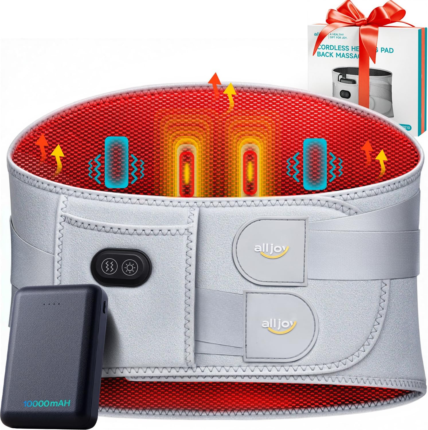 ALLJOY 170cm Almohadilla Eléctrica Lumbar, con Batería 10000mAh
