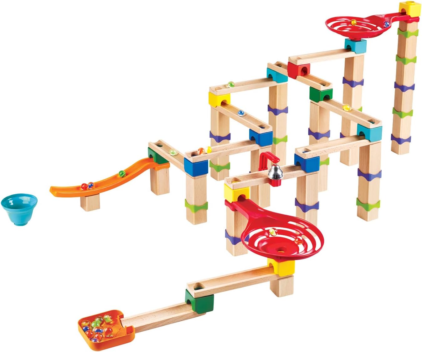 Hape Juego de construcción para canicas Gran Tumulto, Juguete de construcción de Madera FSC, Pista de Bolas a Partir de 3 años