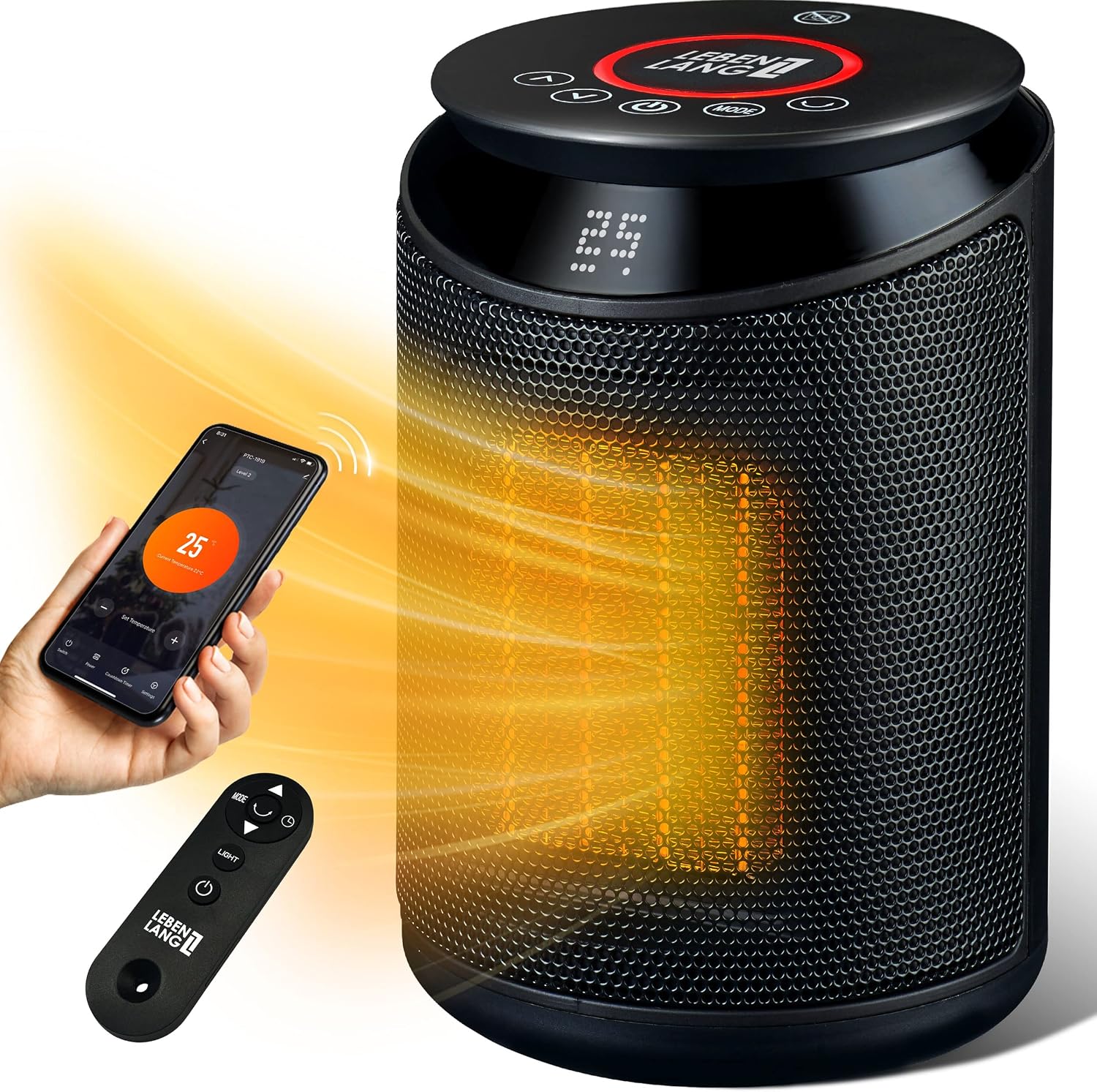 LEBENLANG Calefactor ceramico & Silencioso 2000W - Control App & WiFi