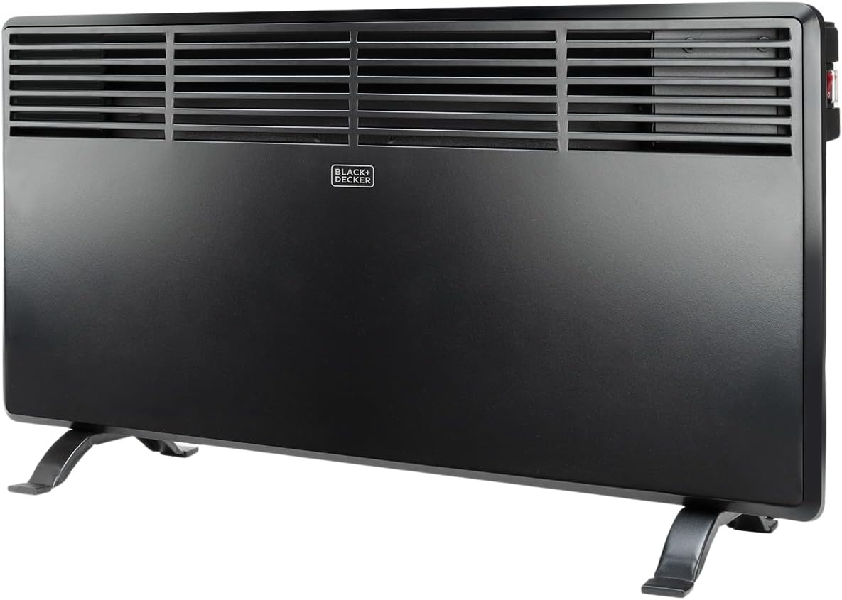 Black+Decker - Calefactor cerámico de pared BXWSH2001E | 2000W | Termostato regulable | Temporizador 24h | Control remoto | Pantalla LED | PTC | Oscilación automática | 20m2