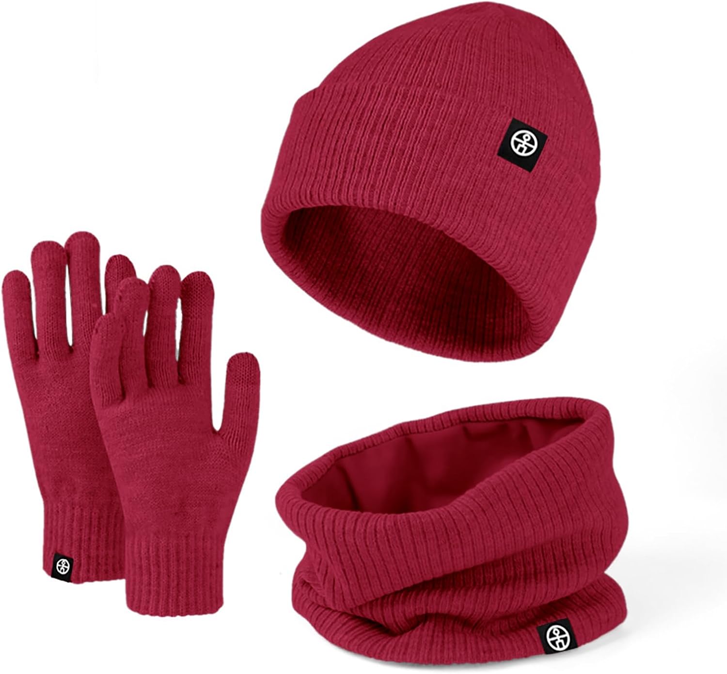 Conjunto de Bufanda Gorro Guantes,3 en 1 Invierno Unisexo Cálido Bufanda Guantes Pantalla Táctil Beanie Punto Sombreros para Hombre Mujer Corriendo Bici Excursionismo Deportes