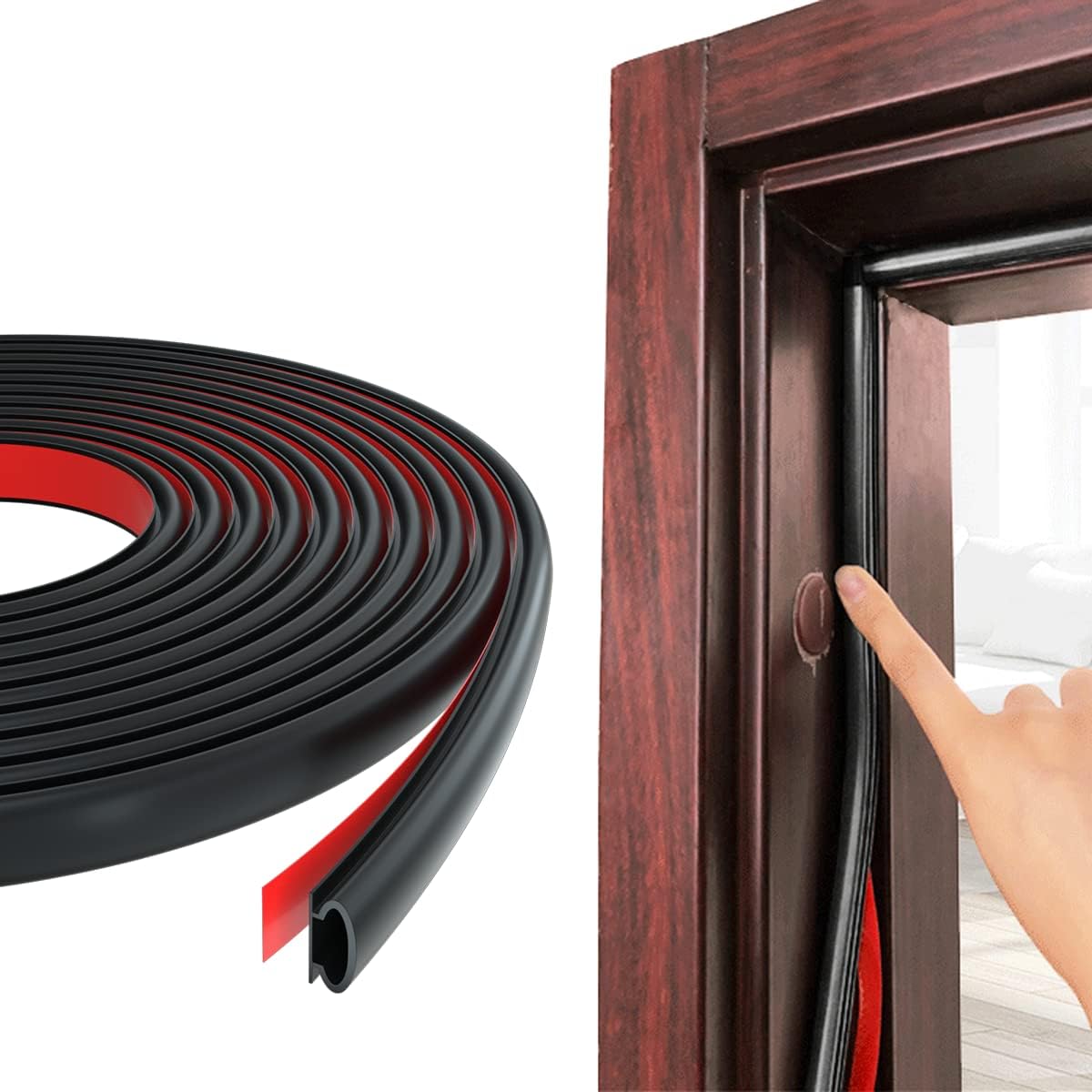 Esufeir 19.7Ft/6M Negro Goma Burlete Puerta Tira Sellado Ventana