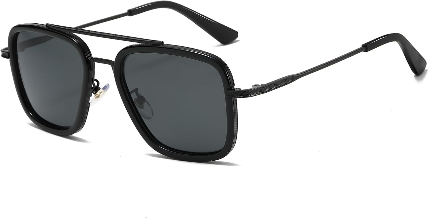 SHEEN KELLY Gafas de Sol Retro Cuadradas Metal para Hombres Mujeres