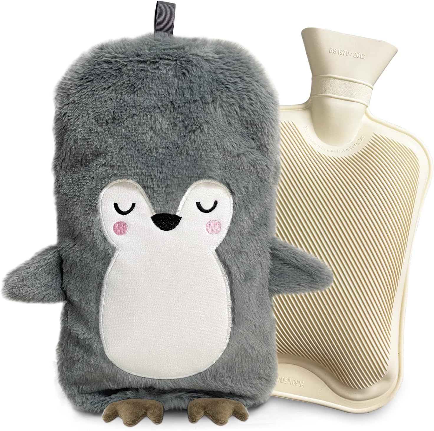 Bolas de Agua Grande Pingüino, Bolsa de Agua Caliente 2L, Bolsa Agua Caliente Peluche, Bolsas Agua Caliente Antifugas, Botella de Agua Caliente Calienta Camas Saco Mantener Termico Blanda Regalo